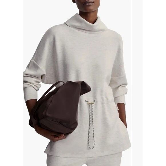 Varley Freya Sweatshirt Tunic Drawstring Funnel Neck Pullover Grey XS $148 NWT - Picture 1 of 16